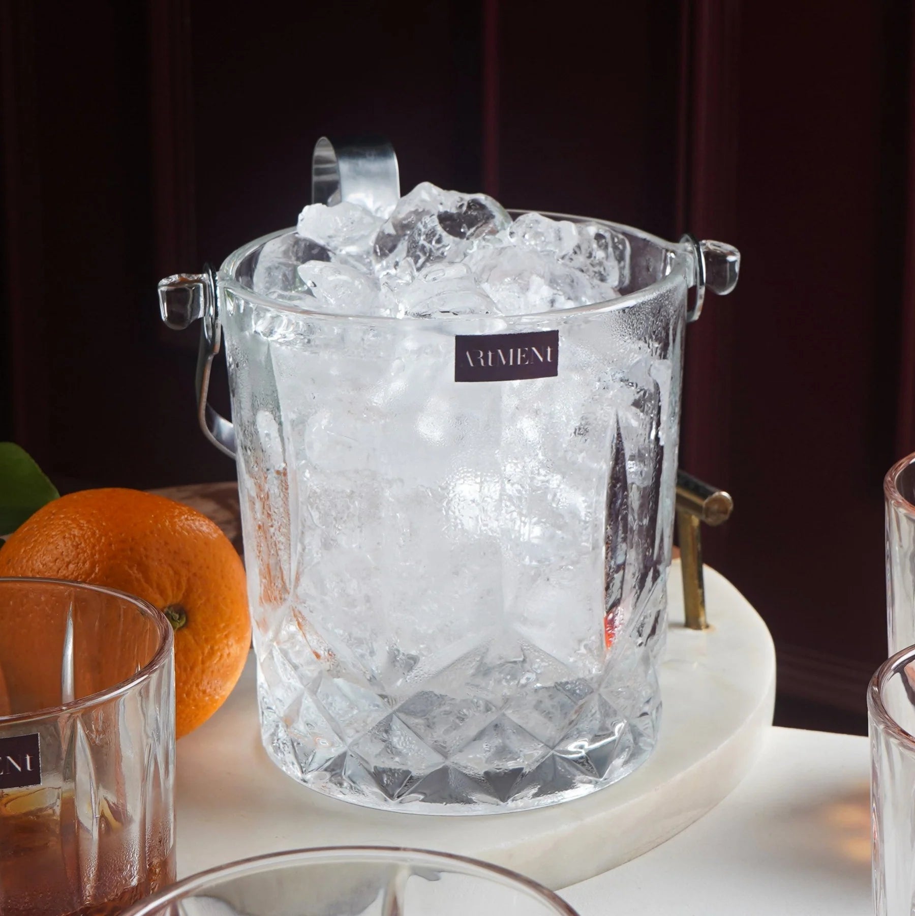 The Crystal Frost Set (1 Ice Bucket + 6 Whiskey Glasses)